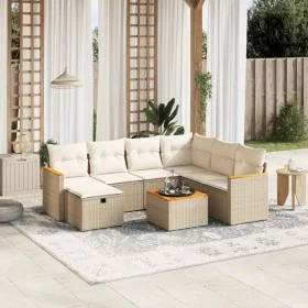 Juego de sofás de jardín con cojines beige 8 pzas ratán PE by , Garden sets - Ref: Foro24-3265335, Price: 516,40 €, Discount: %