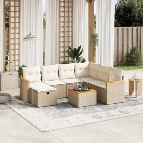 Juego de sofás de jardín con cojines beige 8 pzas ratán PE de , Conjuntos de jardín - Ref: Foro24-3265335, Precio: 487,19 €, ...