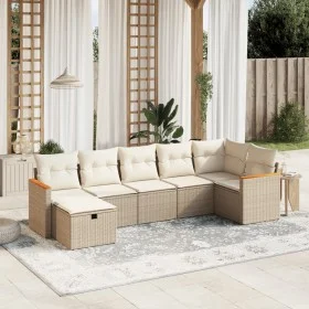 Set sofás de jardín 7 piezas y cojines ratán sintético beige by , Garden sets - Ref: Foro24-3265314, Price: 468,45 €, Discoun...