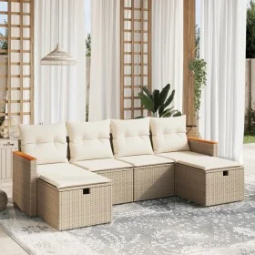 Gartensofa-Set mit 6-teiligen Kissen aus synthetischem Rattan in Beige. von , Gartensets - Ref: Foro24-3265342, Preis: 399,07...