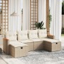 Juego de sofás jardín con cojines 6 pzas ratán sintético beige by , Garden sets - Ref: Foro24-3265342, Price: 363,42 €, Disco...