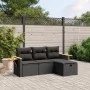 Juego de sofás jardín 4 pzas con cojines ratán sintético negro by , Garden sets - Ref: Foro24-3265486, Price: 282,66 €, Disco...