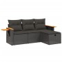 Gartensitzgruppe 4-teilig mit schwarzen Polstern aus synthetischem Rattan von , Gartensets - Ref: Foro24-3265486, Preis: 272,...