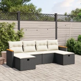 Set de sofás de jardín 6 piezas y cojines ratán sintético negro by , Garden sets - Ref: Foro24-3265340, Price: 329,87 €, Disc...