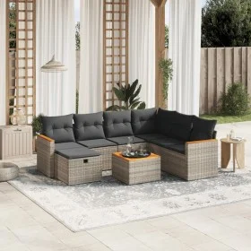 Set de sofás de jardín 8 pzas y cojines ratán sintético gris by , Garden sets - Ref: Foro24-3265337, Price: 446,44 €, Discoun...