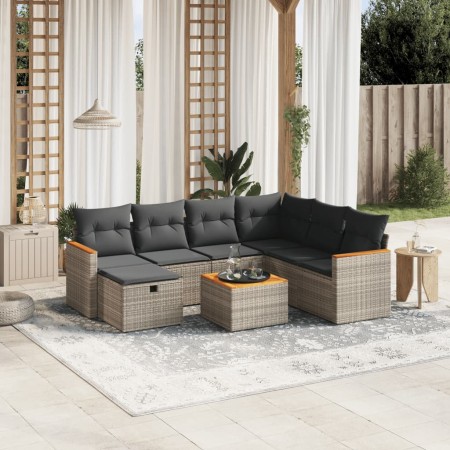 Gartensofagarnitur 8-teilig mit grauen Polstern aus synthetischem Rattan von , Gartensets - Ref: Foro24-3265337, Preis: 437,9...