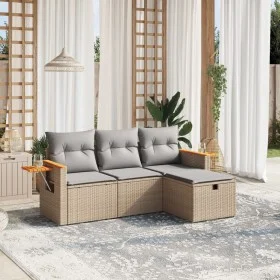 Gartensitzgruppe mit beigen Kissen, 4-teilig, aus PE-Rattan-Mischung. von , Gartensets - Ref: Foro24-3265490, Preis: 266,22 €...