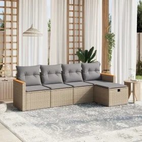 Gartensofa-Set mit beigen Kissen, 5-teilig, aus PE-Rattan-Mischung. von , Gartensets - Ref: Foro24-3265287, Preis: 294,21 €, ...