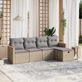 Juego de sofás jardín con cojines beige mezcla 5 pzas ratán PE by , Garden sets - Ref: Foro24-3265287, Price: 301,79 €, Disco...