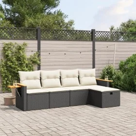 Set de muebles de jardín 5 pzas y cojines ratán sintético negro by , Garden sets - Ref: Foro24-3265501, Price: 307,12 €, Disc...