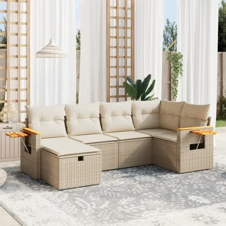 Juego de sofás jardín con cojines 6 pzas ratán sintético beige by , Garden sets - Ref: Foro24-3265517, Price: 477,15 €, Disco...
