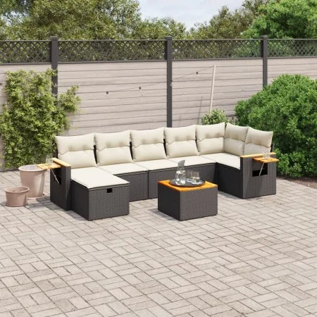 Set de sofás de jardín 8 piezas y cojines ratán sintético negro by , Garden sets - Ref: Foro24-3265536, Price: 467,68 €, Disc...