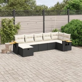 Garten-Essgruppe 7-teilig mit schwarzen Polstern aus synthetischem Rattan von , Gartensets - Ref: Foro24-3265529, Preis: 433,...
