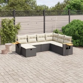 Garten-Essgruppe 7-teilig mit schwarzen Polstern aus synthetischem Rattan von , Gartensets - Ref: Foro24-3265543, Preis: 433,...