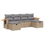 Gartensitzgruppe mit beigen Kissen, 6-teilig, aus PE-Rattan. von , Gartensets - Ref: Foro24-3265560, Preis: 361,80 €, Rabatt: %