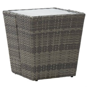 Mesa de centro ratán PE y vidrio templado gris 41,5x41,5x43 cm de vidaXL, Mesas de jardín - Ref: Foro24-46196, Precio: 54,40 ...