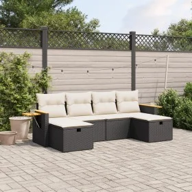 Set de sofás de jardín 6 piezas y cojines ratán sintético negro by , Garden sets - Ref: Foro24-3265557, Price: 352,34 €, Disc...
