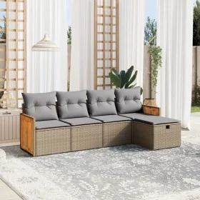 Juego de sofás jardín con cojines beige mezcla 5 pzas ratán PE by , Garden sets - Ref: Foro24-3265721, Price: 317,03 €, Disco...