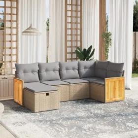 Juego de sofás jardín con cojines beige mezcla 6 pzas ratán PE by , Garden sets - Ref: Foro24-3265735, Price: 397,13 €, Disco...