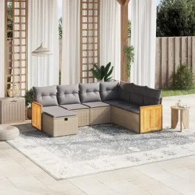 Juego de sofás jardín con cojines beige mezcla 7 pzas ratán PE by , Garden sets - Ref: Foro24-3265763, Price: 454,79 €, Disco...