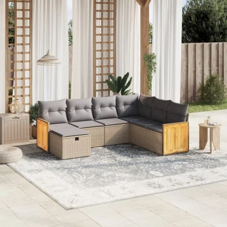 Juego de sofás jardín con cojines beige mezcla 7 pzas ratán PE by , Garden sets - Ref: Foro24-3265763, Price: 454,79 €, Disco...