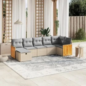 Juego de sofás jardín con cojines beige mezcla 7 pzas ratán PE by , Garden sets - Ref: Foro24-3265749, Price: 454,79 €, Disco...