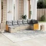 Juego de sofás jardín con cojines beige mezcla 7 pzas ratán PE by , Garden sets - Ref: Foro24-3265749, Price: 454,79 €, Disco...