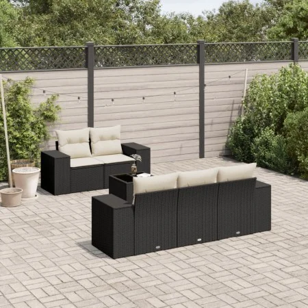 Set de sofás de jardín 6 piezas y cojines ratán sintético negro by , Modular outdoor sofas - Ref: Foro24-3222295, Price: 436,...