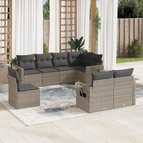 Gartensofagarnitur 8-teilig mit grauen Polstern aus synthetischem Rattan von , Gartensets - Ref: Foro24-3220439, Preis: 534,9...