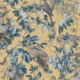 DUTCH WALLCOVERINGS Papel pintado hojas y pájaros 