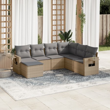 Gartensofagarnitur 7-teilig mit Kissen aus synthetischem Rattan in Beige. von , Gartensets - Ref: Foro24-3220498, Preis: 439,...