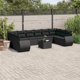 Set de sofás de jardín 11 pzas y cojines ratán sintético negro by , Modular outdoor sofas - Ref: Foro24-3221874, Price: 737,6...