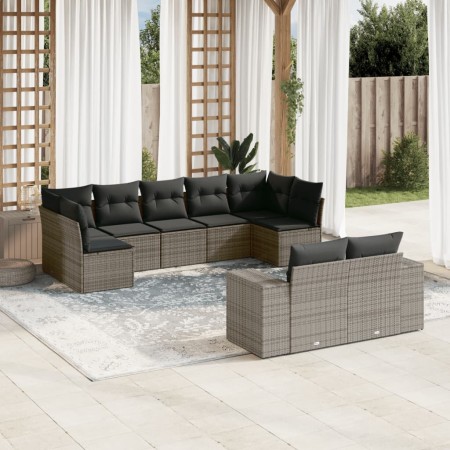 Gartenmöbel-Set 9-teilig mit grauen Polstern aus synthetischem Rattan von , Gartensets - Ref: Foro24-3223019, Preis: 557,80 €...
