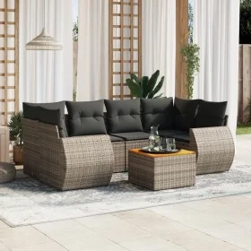Set de sofás de jardín 7 piezas con cojines ratán PE gris by , Garden sets - Ref: Foro24-3224905, Price: 444,81 €, Discount: %