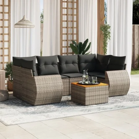 Set de sofás de jardín 7 piezas con cojines ratán PE gris by , Garden sets - Ref: Foro24-3224905, Price: 444,81 €, Discount: %