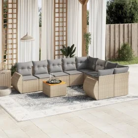 Set de sofás de jardín 9 pzas con cojines ratán sintético beige by , Garden sets - Ref: Foro24-3224932, Price: 574,52 €, Disc...