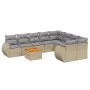 Set de sofás de jardín 9 pzas con cojines ratán sintético beige by , Garden sets - Ref: Foro24-3224932, Price: 574,52 €, Disc...