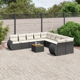 Gartensofagarnitur 11-teilig mit schwarzen Kissen aus synthetischem Rattan von , Gartensets - Ref: Foro24-3225195, Preis: 607...