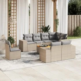 Gartensofa-Set, 9-teilig, mit Kissen, aus synthetischem Rattan in Beige. von , Gartensets - Ref: Foro24-3225541, Preis: 619,6...