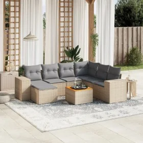 Juego de sofás de jardín con cojines beige 8 pzas ratán PE by , Garden sets - Ref: Foro24-3225562, Price: 499,08 €, Discount: %