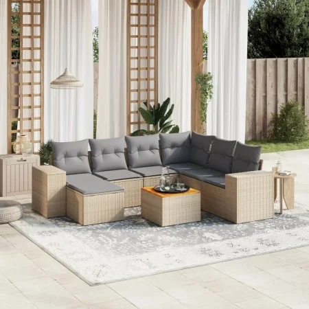 Juego de sofás de jardín con cojines beige 8 pzas ratán PE de , Conjuntos de jardín - Ref: Foro24-3225562, Precio: 500,75 €, ...