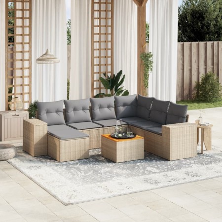 Juego de sofás de jardín con cojines beige 8 pzas ratán PE by , Garden sets - Ref: Foro24-3225562, Price: 481,83 €, Discount: %
