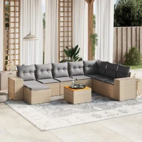 Gartensofa-Set, 9-teilig, mit Kissen, aus synthetischem Rattan in Beige. von , Gartensets - Ref: Foro24-3225583, Preis: 551,7...