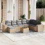 Set de sofás de jardín 9 pzas con cojines ratán sintético beige by , Garden sets - Ref: Foro24-3225583, Price: 525,01 €, Disc...