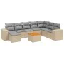 Set de sofás de jardín 9 pzas con cojines ratán sintético beige by , Garden sets - Ref: Foro24-3225583, Price: 551,78 €, Disc...