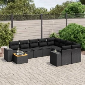 Set de sofás de jardín 10 pzas cojines ratán sintético negro by , Garden sets - Ref: Foro24-3225607, Price: 660,82 €, Discoun...