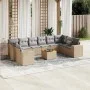 Set de sofás de jardín 11pzas con cojines ratán sintético beige by , Garden sets - Ref: Foro24-3225618, Price: 688,27 €, Disc...