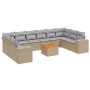 Set de sofás de jardín 11pzas con cojines ratán sintético beige by , Garden sets - Ref: Foro24-3225618, Price: 687,61 €, Disc...