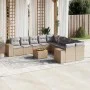 Set de sofás de jardín 11pzas con cojines ratán sintético beige de , Conjuntos de jardín - Ref: Foro24-3225639, Precio: 691,0...
