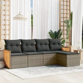 Juego de sofás jardín con cojines 5 pzas ratán sintético gris by , Garden sets - Ref: Foro24-3227600, Price: 297,67 €, Discou...